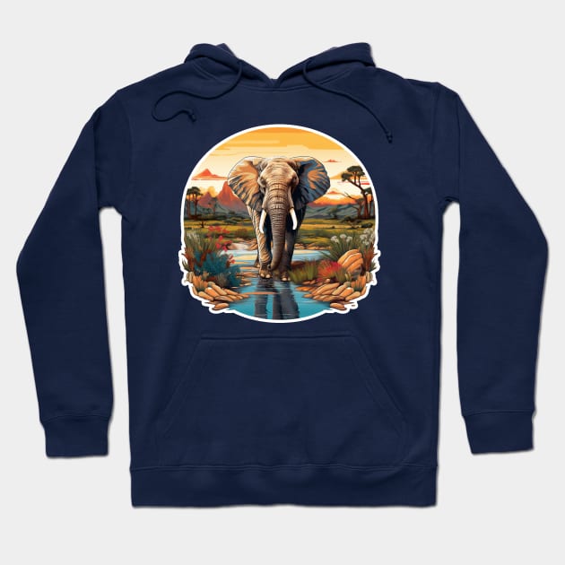 Elephant in the savanna Hoodie by yinon-h